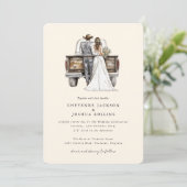 Modern Rustic Western Photo Wedding Invitation  Einladung (Stehend Vorderseite)