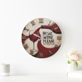 Modern Rustic Wine Lover More Wine Please Große Wanduhr (Zuhause)