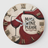 Modern Rustic Wine Lover More Wine Please Große Wanduhr (Vorderseite)
