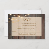 Modern Rustic Wood Floral Lights RSVP Card (Vorderseite)