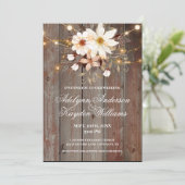 Modern Rustic Wood Floral Lights Wedding Einladung (Stehend Vorderseite)