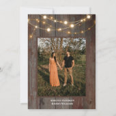 Modern Rustic Wood Floral Lights Wedding Save The Date (Rückseite)