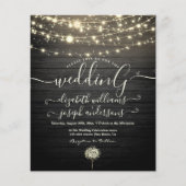 Modern Rustic Wood & White Lights String wedding Flyer (Vorne)