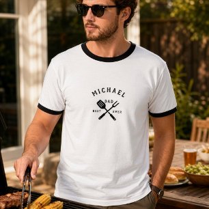 Modern Rustikal BESTER VATER ALLEZEIT BBQ Vatertag T-Shirt