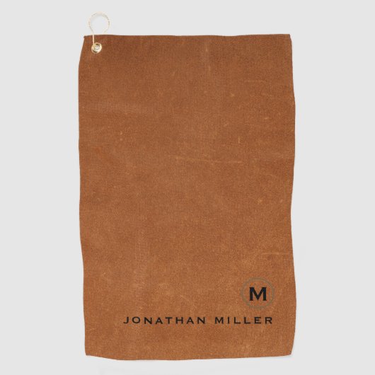 Modern Sable Brushgold Monogram Golfhandtuch (Vorderseite)