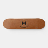 Modern Sable Leather Gold Monogram Skateboard (Horizontal)