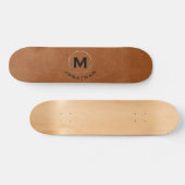 Modern Sable Leather Gold Monogram Skateboard (Horizontal)