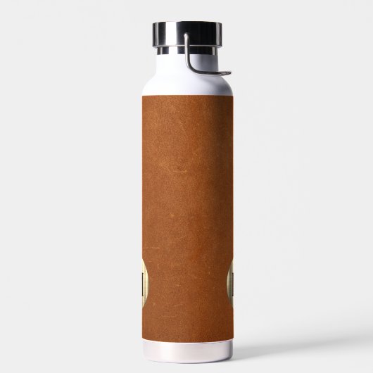Modern Sable Leather Gold Monogram Trinkflasche (Links)