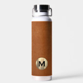 Modern Sable Leather Gold Monogram Trinkflasche (Rückseite)