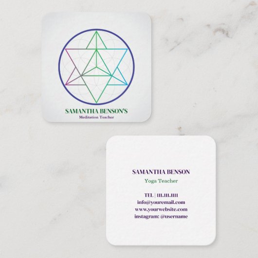Modern Sacred Geometry Symbol Merkabah Quadratische Visitenkarte (Vorne/Hinten)