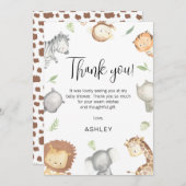 Modern Safari Animals Baby Dusche Danke Karte (Vorne/Hinten)