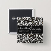 Modern Safari Salons Hair Business Name Tag Button (Vorne & Hinten)