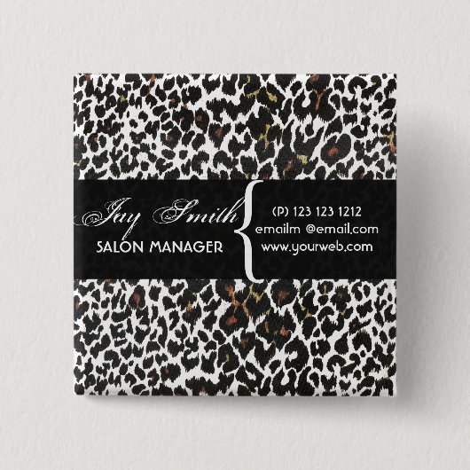 Modern Safari Salons Hair Business Name Tag Button (Vorderseite)
