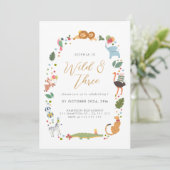 Modern Safari Wild 3. Geburtstag Einladung (Stehend Vorderseite)