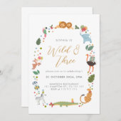 Modern Safari Wild 3. Geburtstag Einladung (Vorne/Hinten)