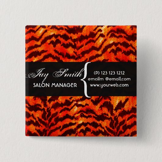Modern Safari WildLife Streifen Muster Name Tag Button (Vorderseite)