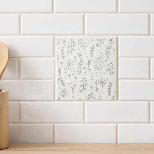 Modern Sage Botanical Pattern Fliese