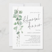 Modern Sage Eucalyptus Script Rehearsal Dinner Einladung (Vorderseite)