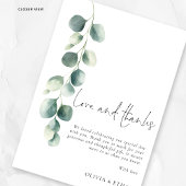 Modern Sage Eucalyptus Wedding Love Thank You Karte