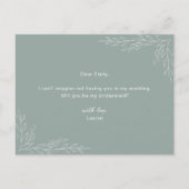 Modern Sage Foliage Bridesmaid Vorschlag Card Einladungspostkarte (Rückseite)