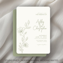 Modern Sage Foliage Kontur All-in-One Hochzeit