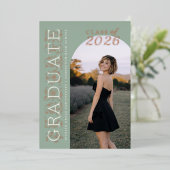 Modern Sage Graduation Rose Gold Foil Invitation Folieneinladung (Stehend vorne)
