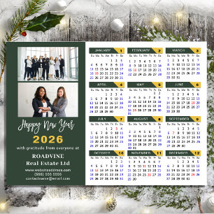 Modern Sage Green 2026 Calendar Business 2 Foto Feiertagskarte