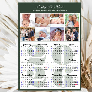 Modern Sage Green 2026 Calendar Family 8 Foto Feiertagskarte