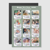 Modern Sage Green 2026 Kalender 12 Foto Magnetic Magnetkarte (Vorne/Hinten)