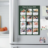 Modern Sage Green 2026 Kalender 12 Foto Magnetic Magnetkarte