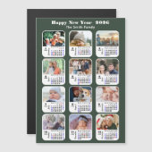Modern Sage Green 2026 Kalender 12 Foto Magnetic Magnetkarte (Vorne/Hinten)