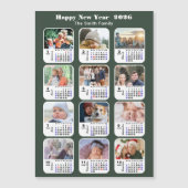 Modern Sage Green 2026 Kalender 12 Foto Magnetic Magnetkarte (Vorderseite)