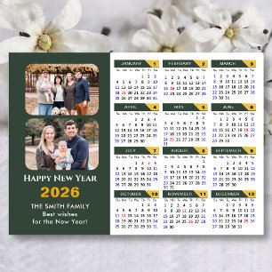 Modern Sage Green 2026 Kalender 2 Foto Magnetic Magnetkarte