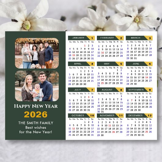 Modern Sage Green 2026 Kalender 2 Foto Magnetic Magnetkarte