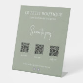 Modern Sage Green 3 QR Code Payment App Sockelschild (Vorderseite)