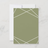 Modern Sage Green and White Geometric Wedding RSVP Karte (Rückseite)