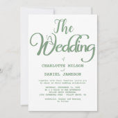 Modern Sage Green and White Simple Wedding Einladung (Vorderseite)