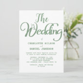 Modern Sage Green and White Simple Wedding Einladung (Stehend Vorderseite)
