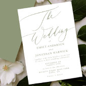 Modern Sage Green and White Simple Wedding Einladung