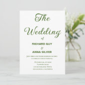 Modern Sage Green and White Simple Wedding Einladung (Stehend Vorderseite)