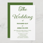 Modern Sage Green and White Simple Wedding Einladung (Vorne/Hinten)