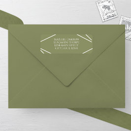 Modern Sage Green and White Wedding Address Label