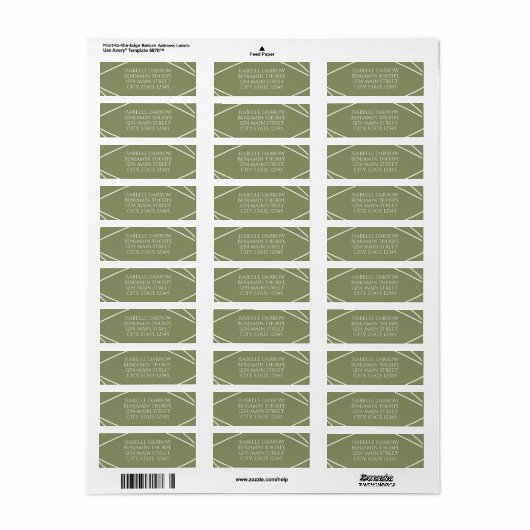 Modern Sage Green and White Wedding Address Label (Vorne)