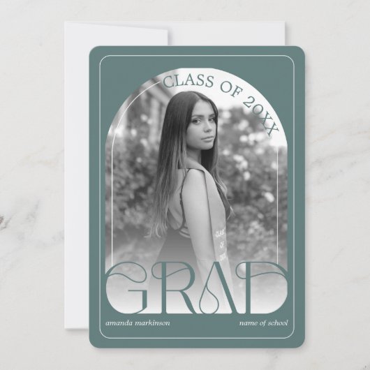 Modern Sage Green Arch Graduation Announcement Ankündigung (Vorderseite)