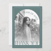 Modern Sage Green Arch Graduation Flat Dankeskarte (Vorderseite)