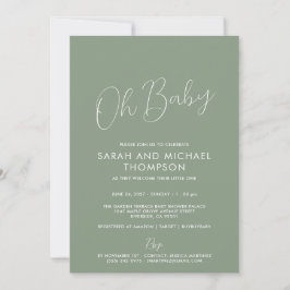 Modern Sage Green Baby Shower Elegant Script Einladung