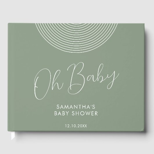 Modern Sage Green Baby Shower geometric Gästebuch (Vorderseite)
