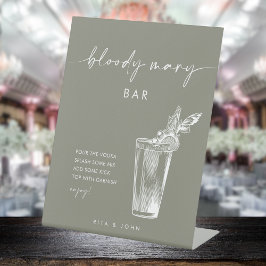 Modern Sage Green Bloody Mary Bar Wedding Sign Sockelschild