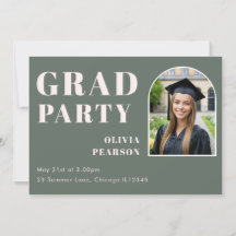 Modern Sage Green Blush Pink Arch Photo Grad Party