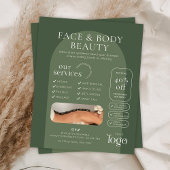 Modern Sage Green Boho Beauty Spa Salon Marketing Flyer